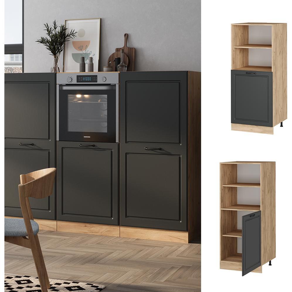 Thumbnail - Vicco, Regal, Herdumbauschrank R-Line, Anthrazit Landhaus/Goldkraft Eiche, 60 cm