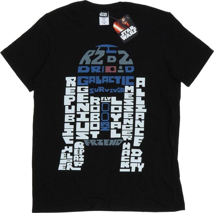 Actual product image Star Wars Mens R2-D2 Text Head T-Shirt (XL)