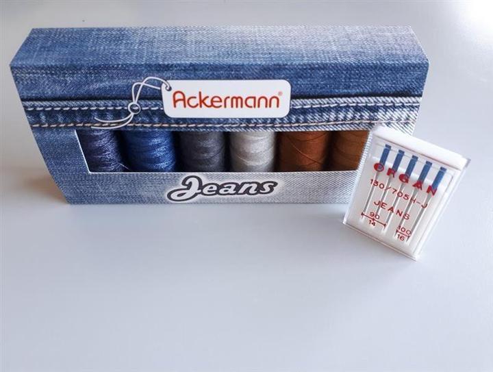 Image du produit Jeans Nähgarnset Farbmix und 5x Organ Jeans Nadeln 90/100