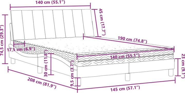 Produktbild vidaXL Bett (140 x 190 cm)