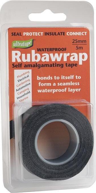 Actual product image Ultratape Rubawrap Waterproof Self-Amalgamating Tape 25mm x 5m Black (25 mm)