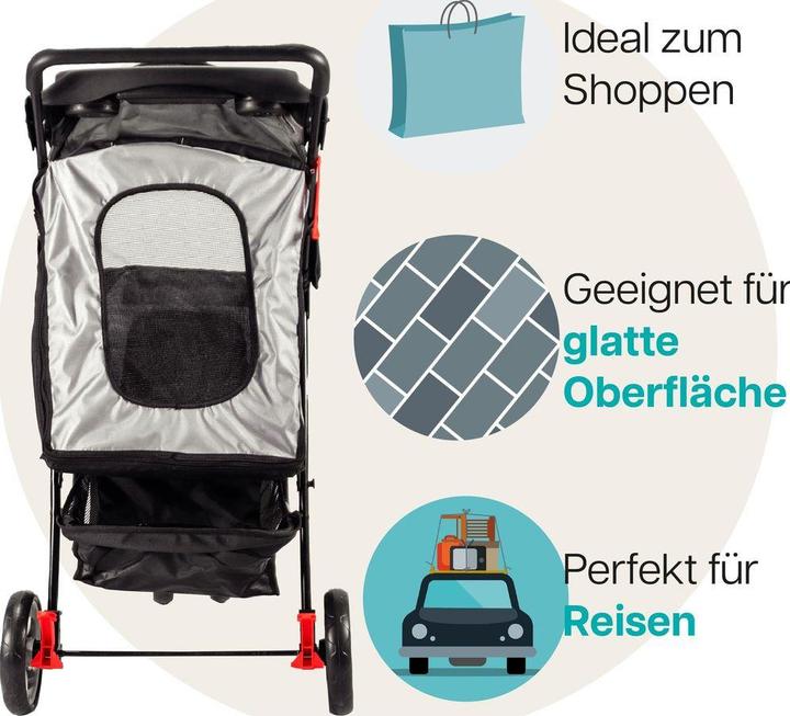 Produktbild InnoPet Buggy All Terrain, Schwarz / Silber (Hund, Katze, Faltbar)