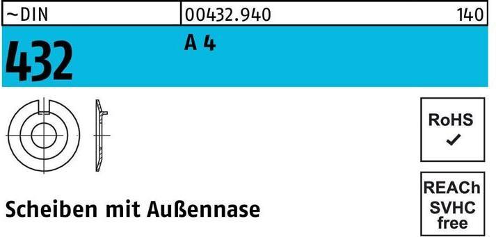 Image du produit Rondelle DIN 432 avec nez extérieur 4,3 A 4