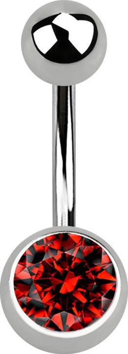 Produktbild Star Piercing Banane silber mit Kugel und Kugel Kristall rot (ohne Messing, Titan G23)