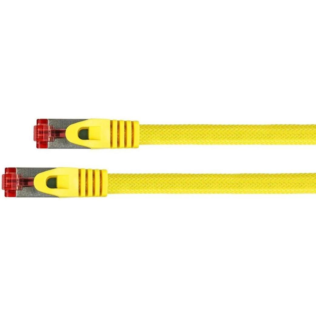 Kabelmeister Patchkabel mit Rastnasenschutz (RNS) und Nylongeflecht, Cat. 6, S/FTP, PiMF, PVC, gelb, 25m (S/FTP, CAT6, 2...