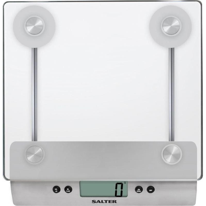 Salter 3003 SSSVDRCEU16 Aquatronic Glass Digital Kitchen Scale, Bilancia da cucina, Bianco