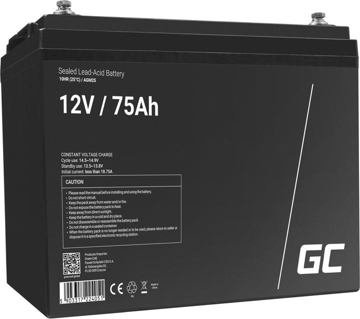 Produktbild GreenCell AGM Battery 12V (12 V, 75 Ah)