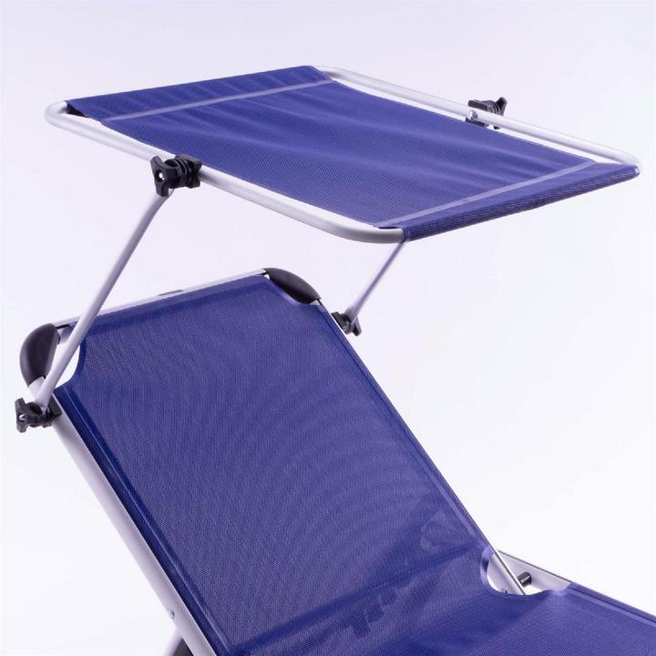 Actual product image VCM Sonnenliege Sonnendach Blau 187x58x30 cm Alu Campingliege klappbar (187 cm)