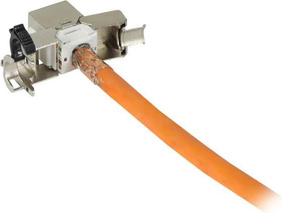 Actual product image Synergy 21 Keystone, module, TP socketRJ45, CAT6A, 500MHz, slim-line, with cable clamp, Synerg (Keystone module)