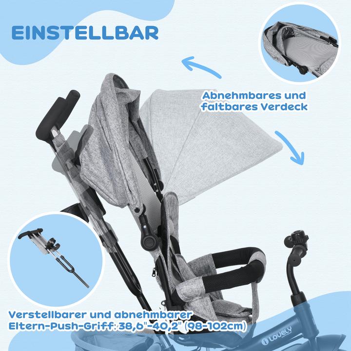 Produktbild Homcom Kinderdreirad Polyester, Metall Grau