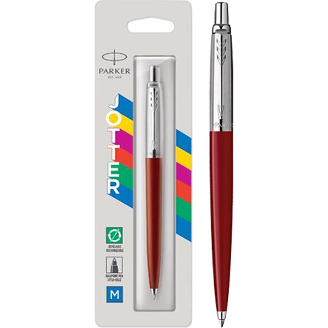 Parker, Penne, Penna a sfera JOTTER Originals C.C. M Blist (Acciaio inossidabile, Rosso, 1 x)