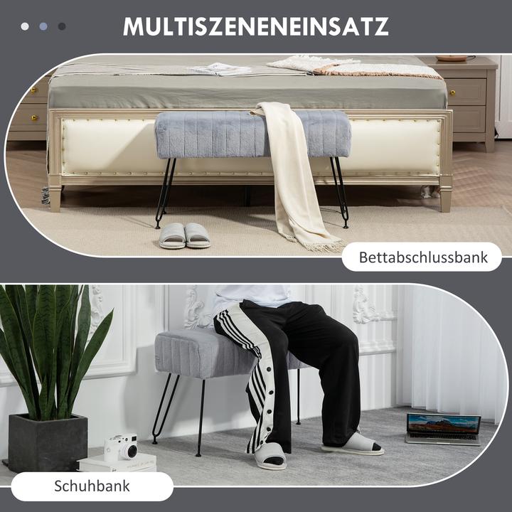 Image du produit Homcom Sitzbank Polyester, Eukalyptusholz Grau (82 cm)