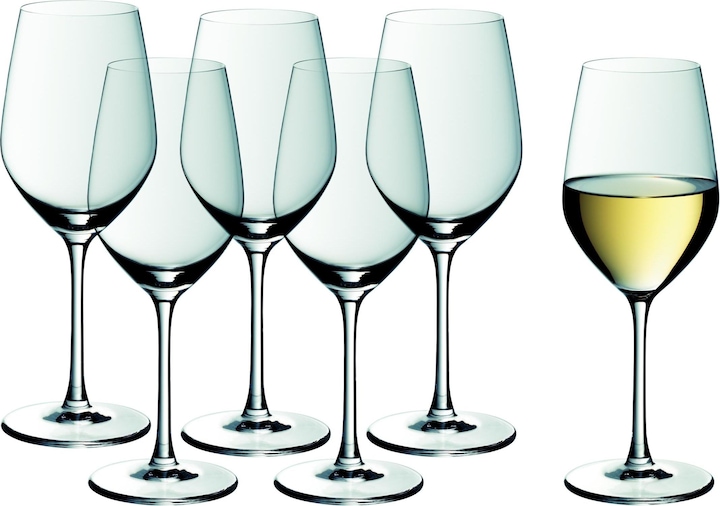 Produktbild WMF Weingläser Weisswein Set 6tlg Weinglas 390 ml Kristallglas Easy Plus transparent (39 cl, 6 Gläser, Weissweingläser)