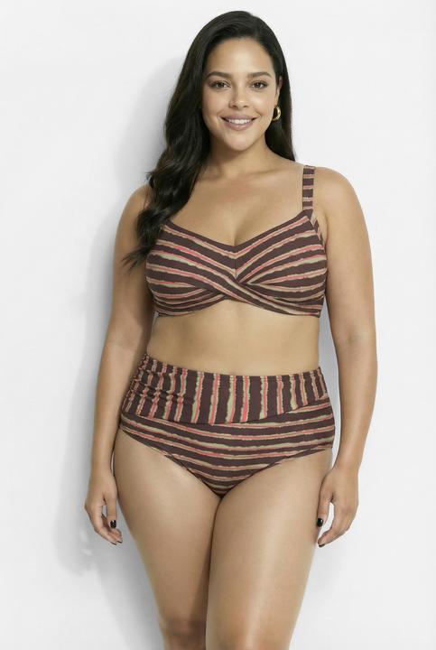 Immagine prodotto Ulla Popken Bikini, Streifenmix, drapiert, Softcups, recycelt (46)