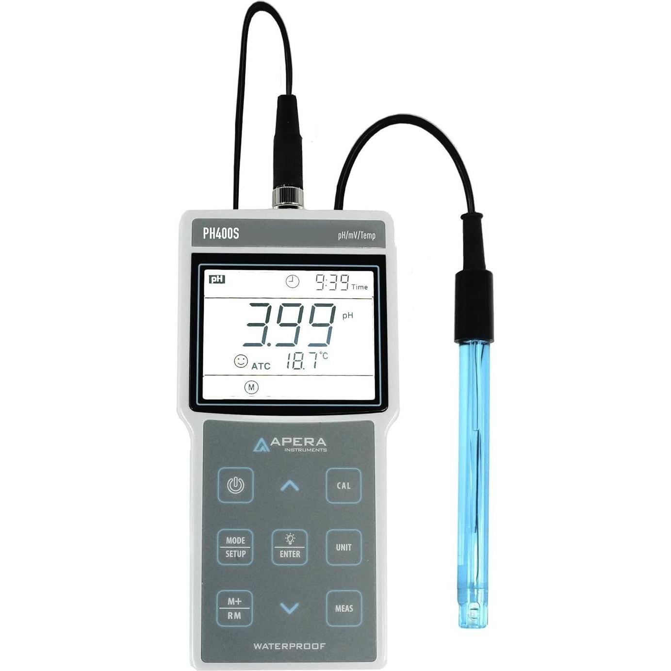 Apera Instruments, Rilevatore, PH400S Portable pH Meter with GLP Data Management and USB Port pH Measurement Range 200 to 1900