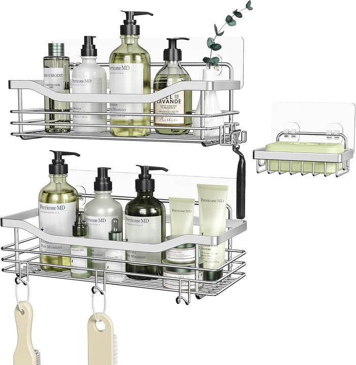 Produktbild 3-teiliges Duschregal-Set ohne Bohren