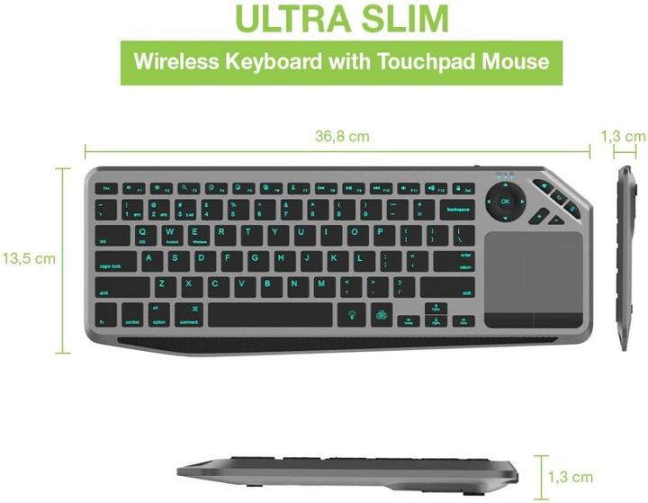 Actual product image Techly ICTB9801TB Keyboard RF Wireless + Bluetooth QWERTY US English Black (US, Wireless)
