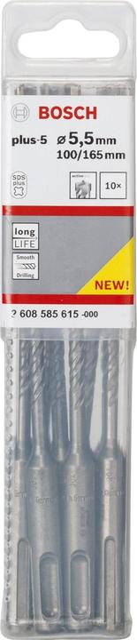 Produktbild Bosch Professional Zubehör Hammerbohrer SDS plus-5, 5,5 x 100 x 165 mm, 10er-Pack (5.5 mm)