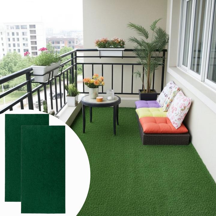 Actual product image Casativo 2er-Set Kunstrasenteppich, dunkelgrün, 100 x 200 cm (2x, 100 x 200 cm)
