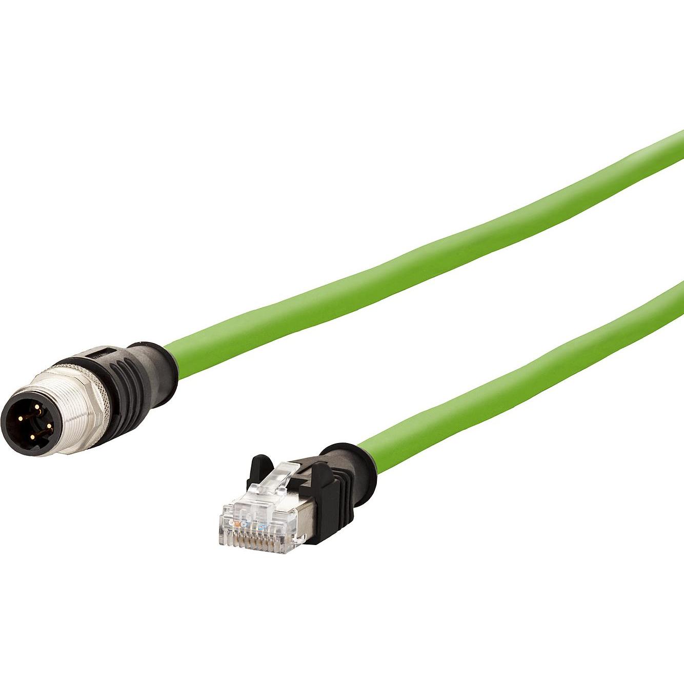 Metz Connect Verbindungsleitung M12 ST-RJ45 ST, 4-pol D-kodiert (S/UTP, CAT5e, 1 m), Netzwerkkabel
