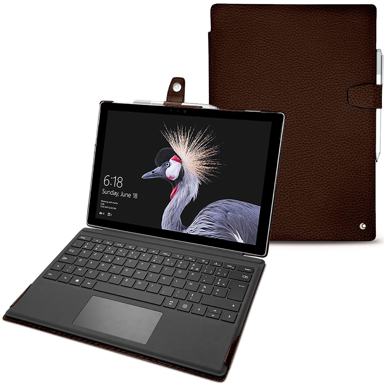 Noreve Lederschutzhülle (Surface Pro (2017)), Tablet Hülle, Braun