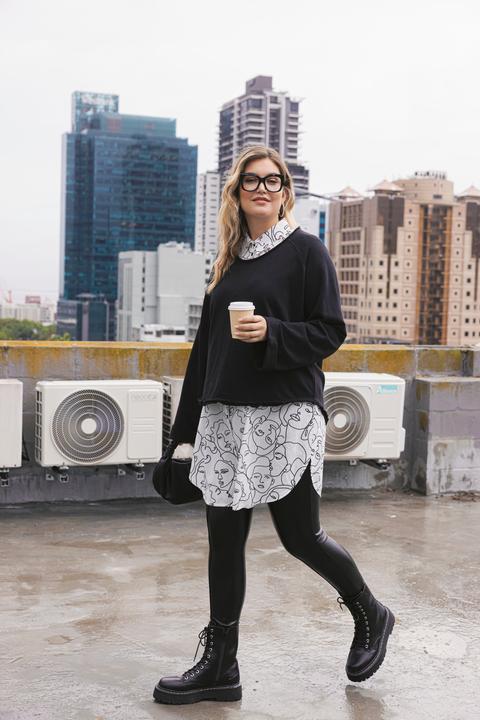 Actual product image Ulla Popken Rolled Edge Long Sleeve Sweatshirt (54)