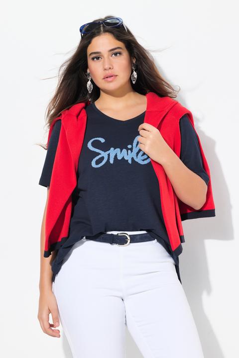Produktbild Ulla Popken T-Shirt, Smile, Classic, V-Ausschnitt, Halbarm (58)