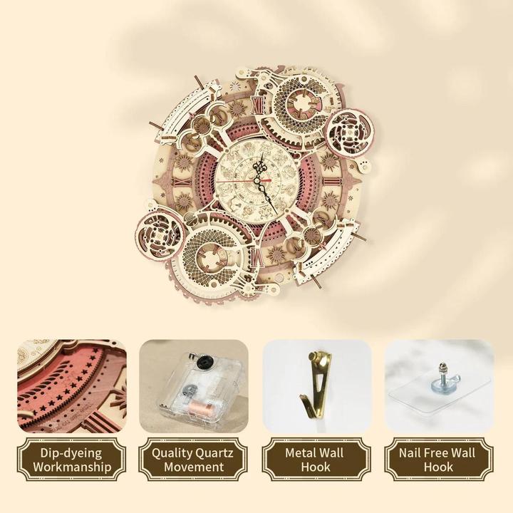 Actual product image Robotime Zodiac sign wall clock (168 pieces)