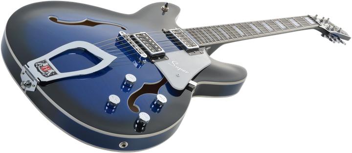 Image du produit Hagstrom Guitare électrique, Super Viking, Dark Baltic Sea Flame (Guitare semi-acoustique)