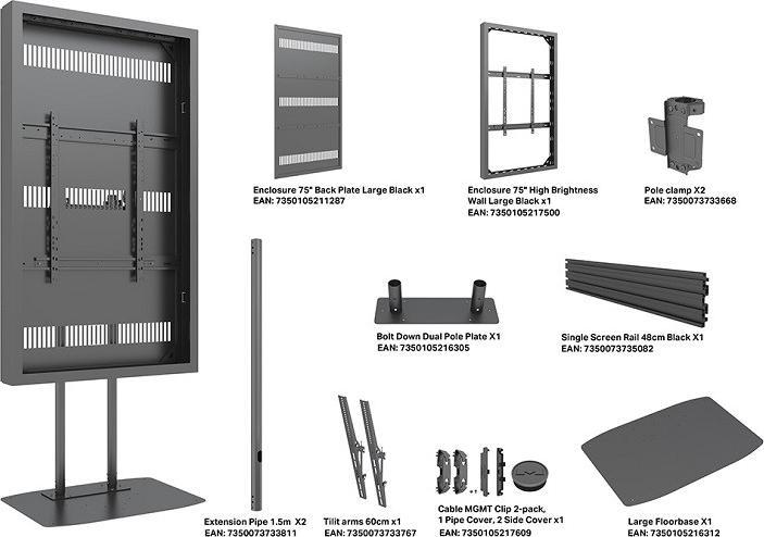 Immagine prodotto Multibrackets Stele ohne Monitor, Portrait, schwarz, 75"/9284
