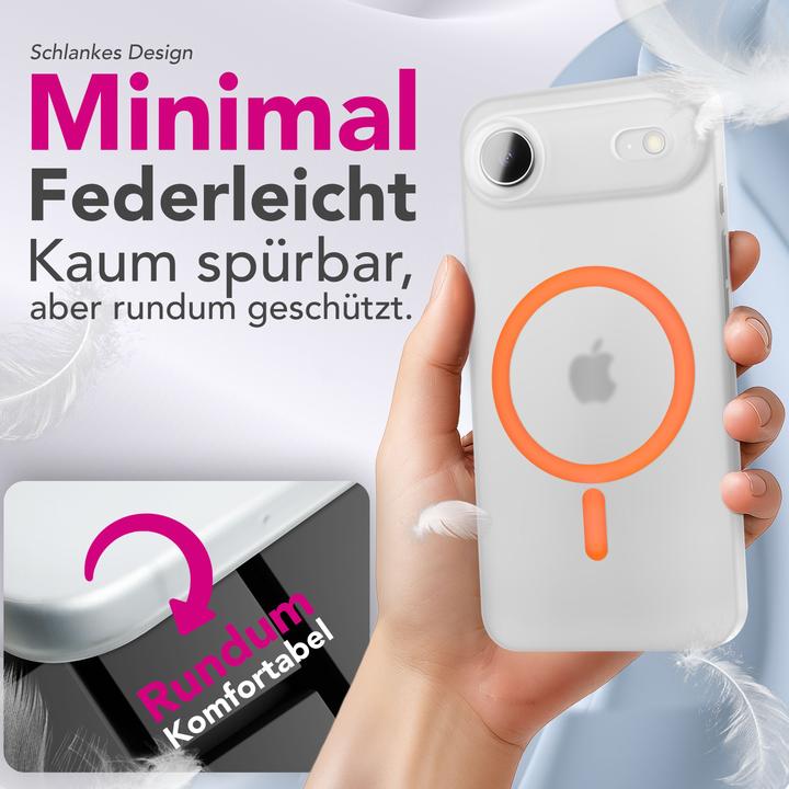 Produktbild Nalia MagSafe Cover "Thinix Glow" - 0,3mm Extrem Dünn, Leuchtender Magnet Ring - Ultra-Slim Hard Case (Apple iPhone 17)