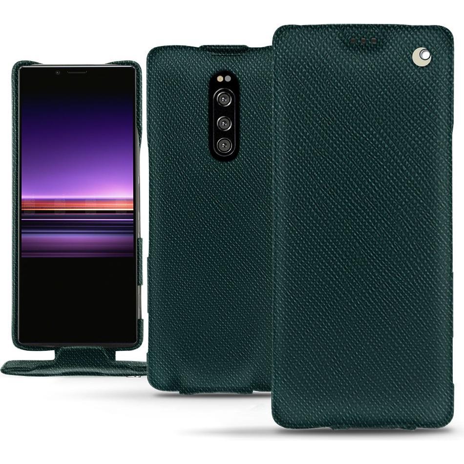 Noreve Lederschutzhülle vertikal (Sony Xperia 1), Smartphone Hülle, Grün