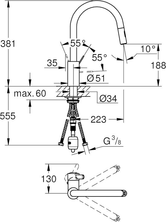 Actual product image Grohe Küchenarmatur mit Einhebelmischer Eurosmart Cosmopolitan chrom glänzend 31481001