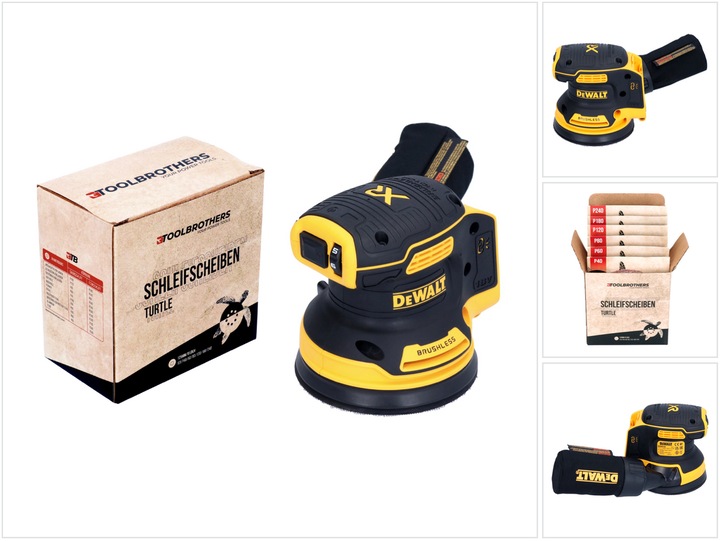 Productafbeelding DeWalt DCW 210 N accu excentrische schuurmachine 18 V 125 mm borstelloos Solo + 1x Toolbrothers TURTLE (Excentrische schuurmachine)