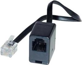 Actual product image Tecline Modular extension cable, RJ11 male (6P4C) / RJ11 female (6P4C), black, 10.0 m For extending the
