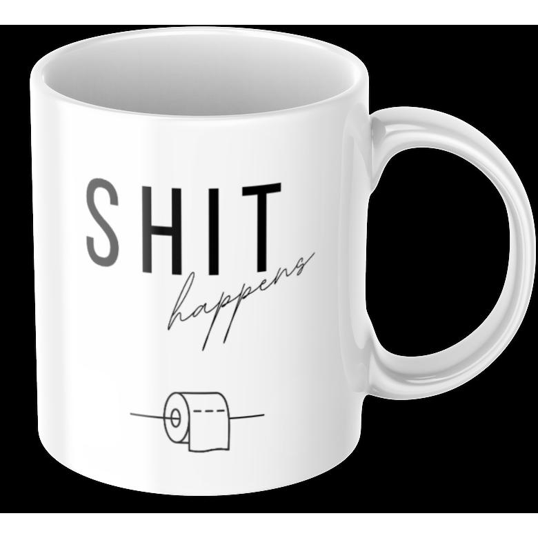 Tinisu, Tasse, Lustige Kaffeetasse "Shit happens" FrÃ¼hstÃ¼ck Morgen Arbeit Tasse BÃ¼ro Geschenk (325 ml, 1 x)