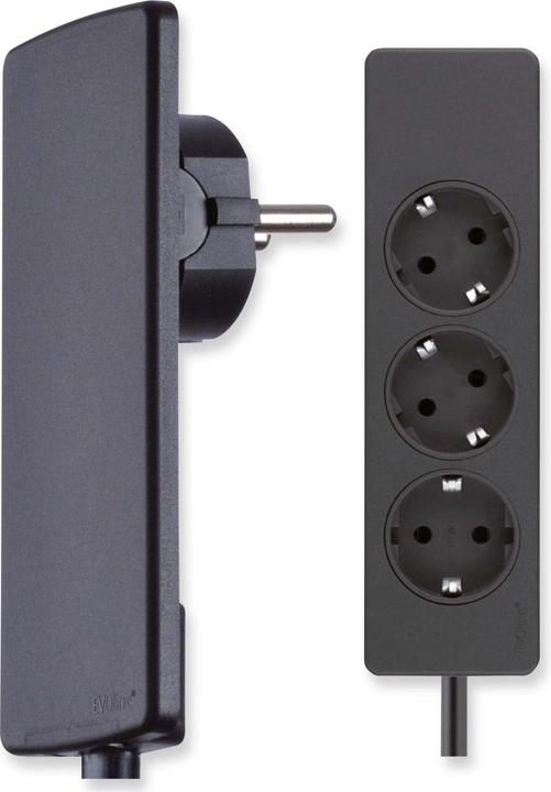 Productafbeelding Evoline PlugFix met Express 3-voudige contactdoosstrip zwart (3 x, CEE 7/3, 1.50 m)