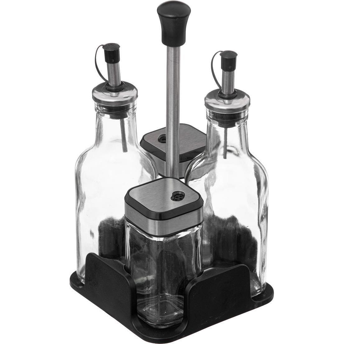 Thumbnail - 5Five, Ölspender + Essigspender, Glasgewürzset 4-teilig - Schwarz