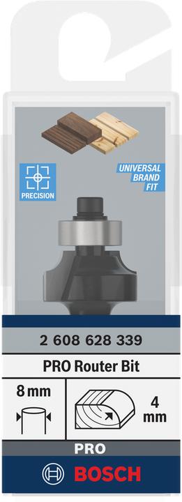 Produktbild Bosch Professional Zubehör Abrundfräser, 8 mm, R1 4 mm, L 10,5 mm, G 53 mm