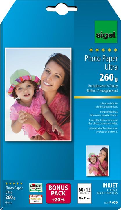 Produktbild Sigel Inkjet Ultra (260 g/m², 10 x 15 cm, 72 Stk.)