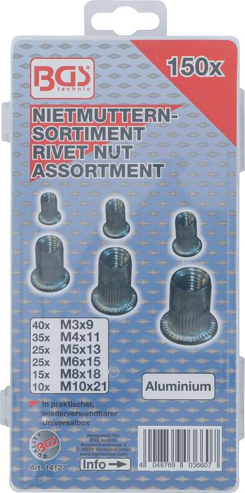Actual product image BGS Rivet Nuts Assortment | Aluminium | 150 pcs.