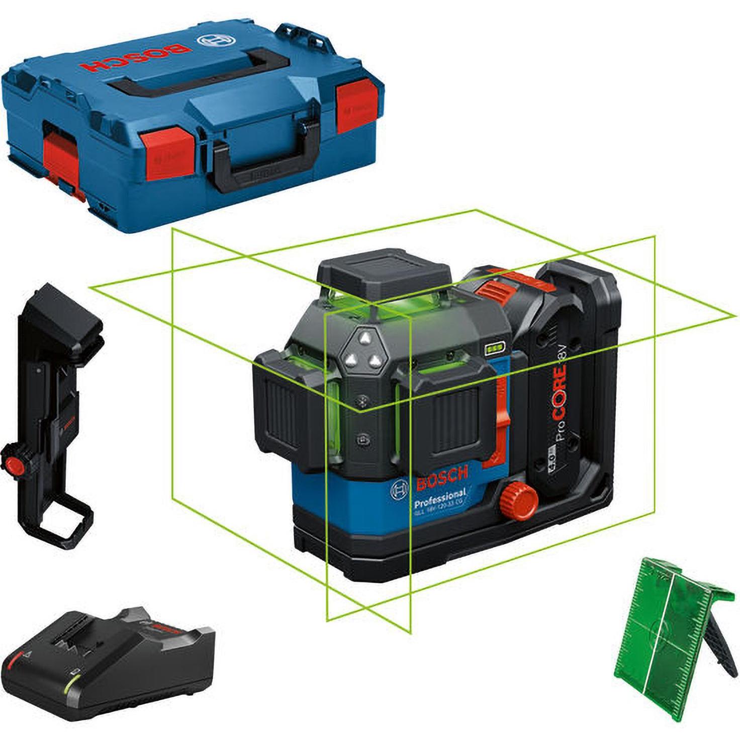 Bosch Professional, Linienlaser, Linienlaser GLL 18V-120-33 CG, 1 x Akku ProCORE18V 4.0Ah, L-BOXX