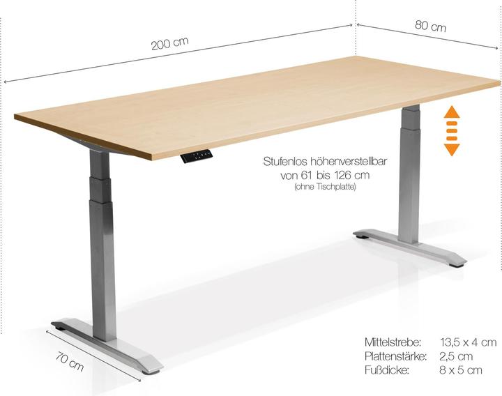 Image du produit Möbel-Eins Bureau (200 x 80 x 126 cm)