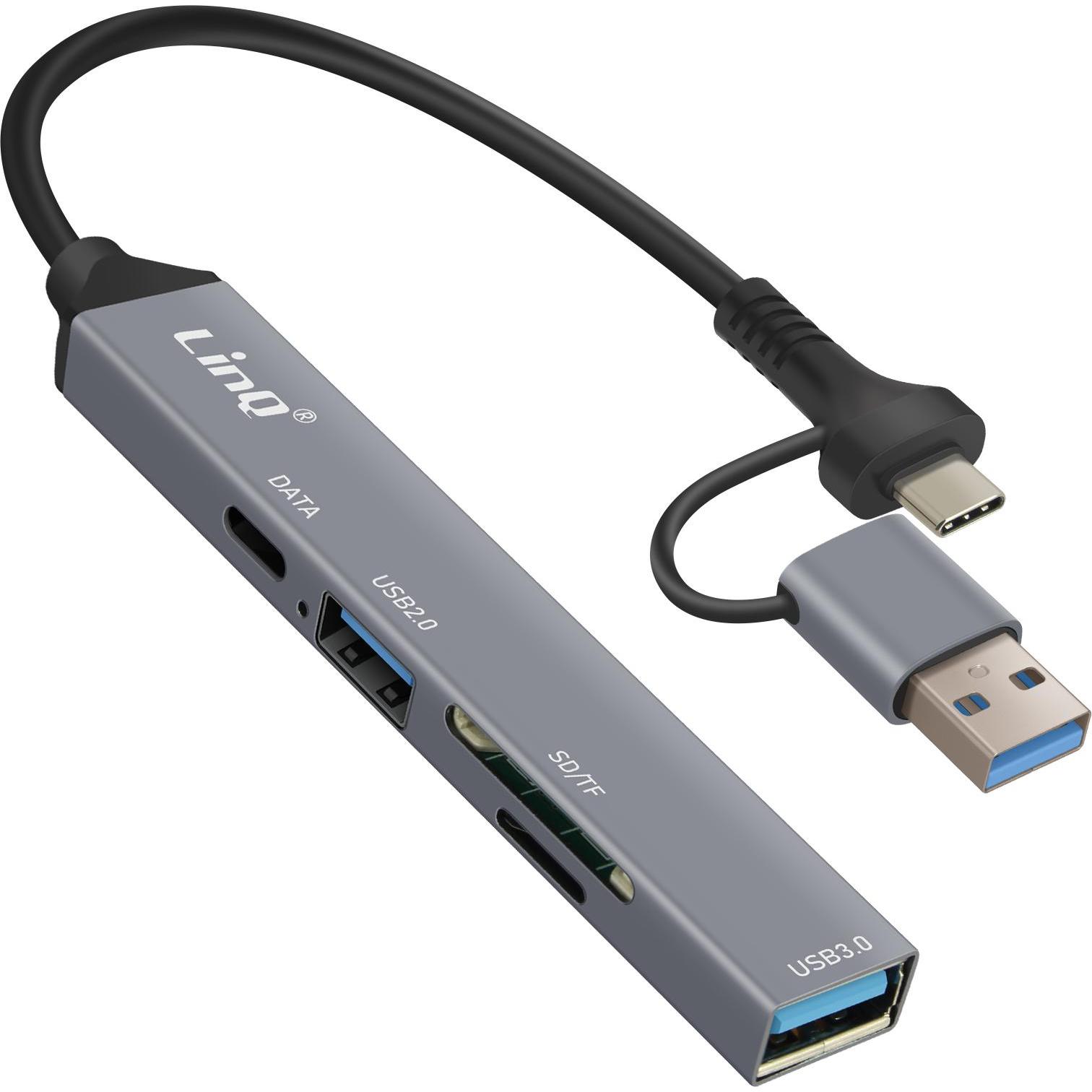 LinQ IT7944 USB-C Hub (USB-C), Dockingstation + USB Hub, Schwarz