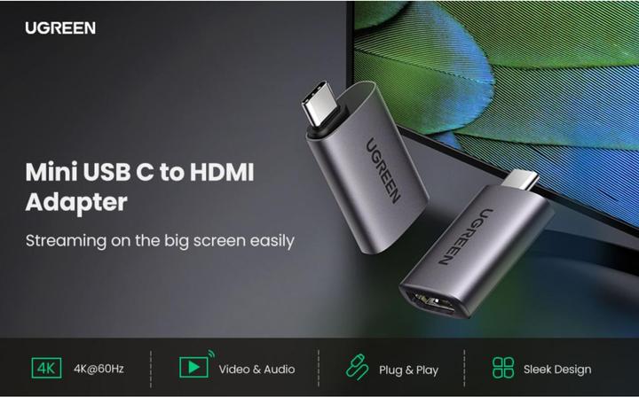 Produktbild Ugreen USB-C zu HDMI Buchse Adapter (USB Typ-C, DC-Stecker 4.5 mm, 3.97 cm)