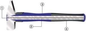 Actual product image Tecwerk Cross peen hammer 300 g handle length 300 mm 3-component handle with steel protection sleeve (300 g)