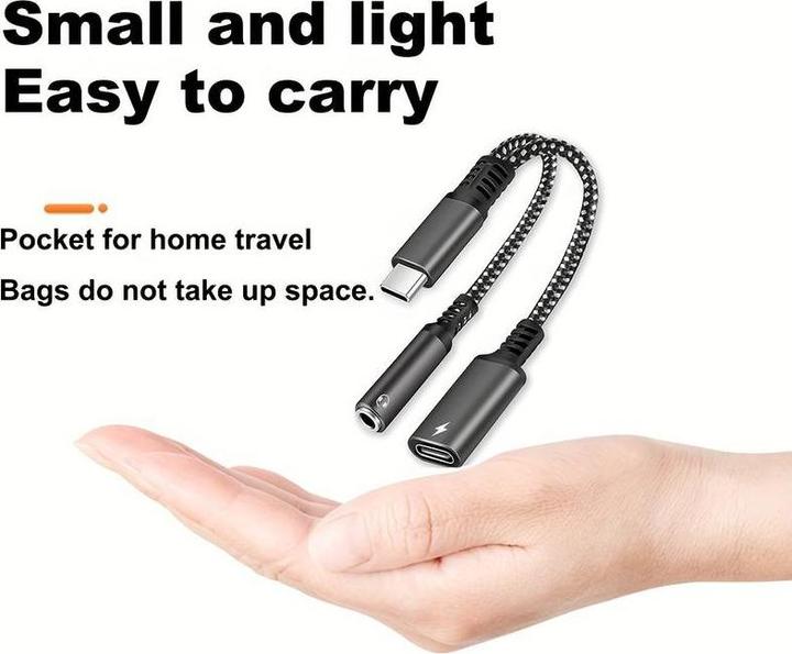 Produktbild PhoneLook 2-in-1-Audioadapter USB-C auf 3,5-mm-Klinke AUX + USB-C 30W Fast Charge (3.5mm Klinke, USB-C)