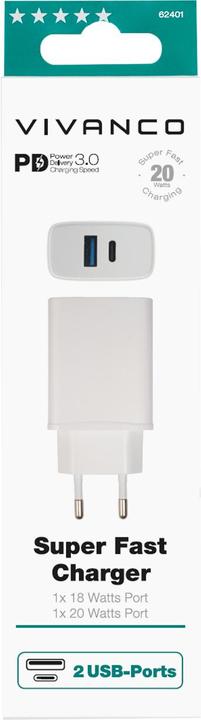 Immagine prodotto Vivanco Bianco super veloce per interni (20 W, 2 porte)