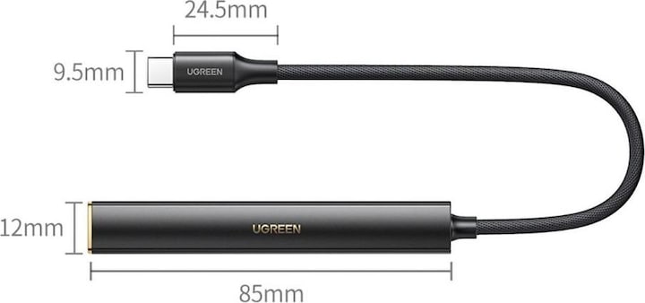 Actual product image Ugreen Adapter Audio typ-C male to jack 3.5mm DAC Amplifier CM545