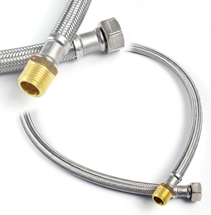Actual product image XPOtool 1500mm Flexible Hose DN8 1/2"M (20.95mm) and 3/8" UN (14.95mm) Stainless Steel EPDM Armour